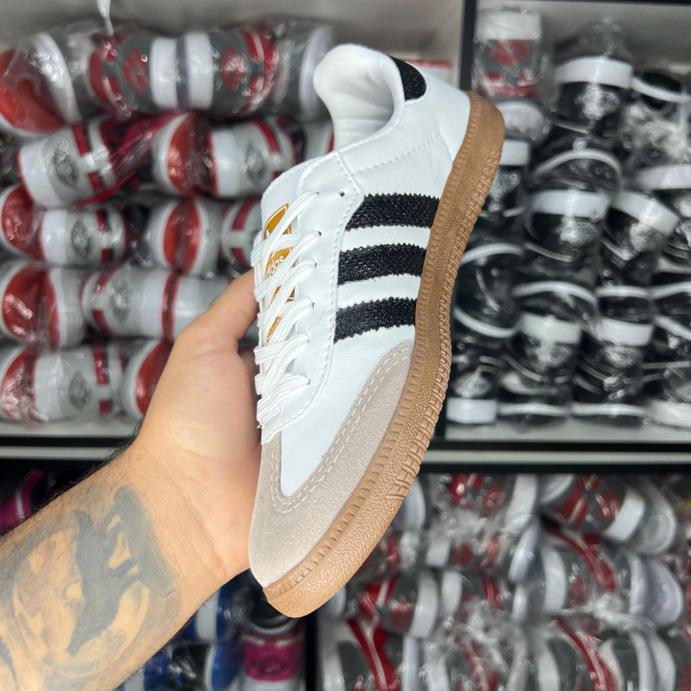 Tênis Feminino Samba Brilho Branco/Preto