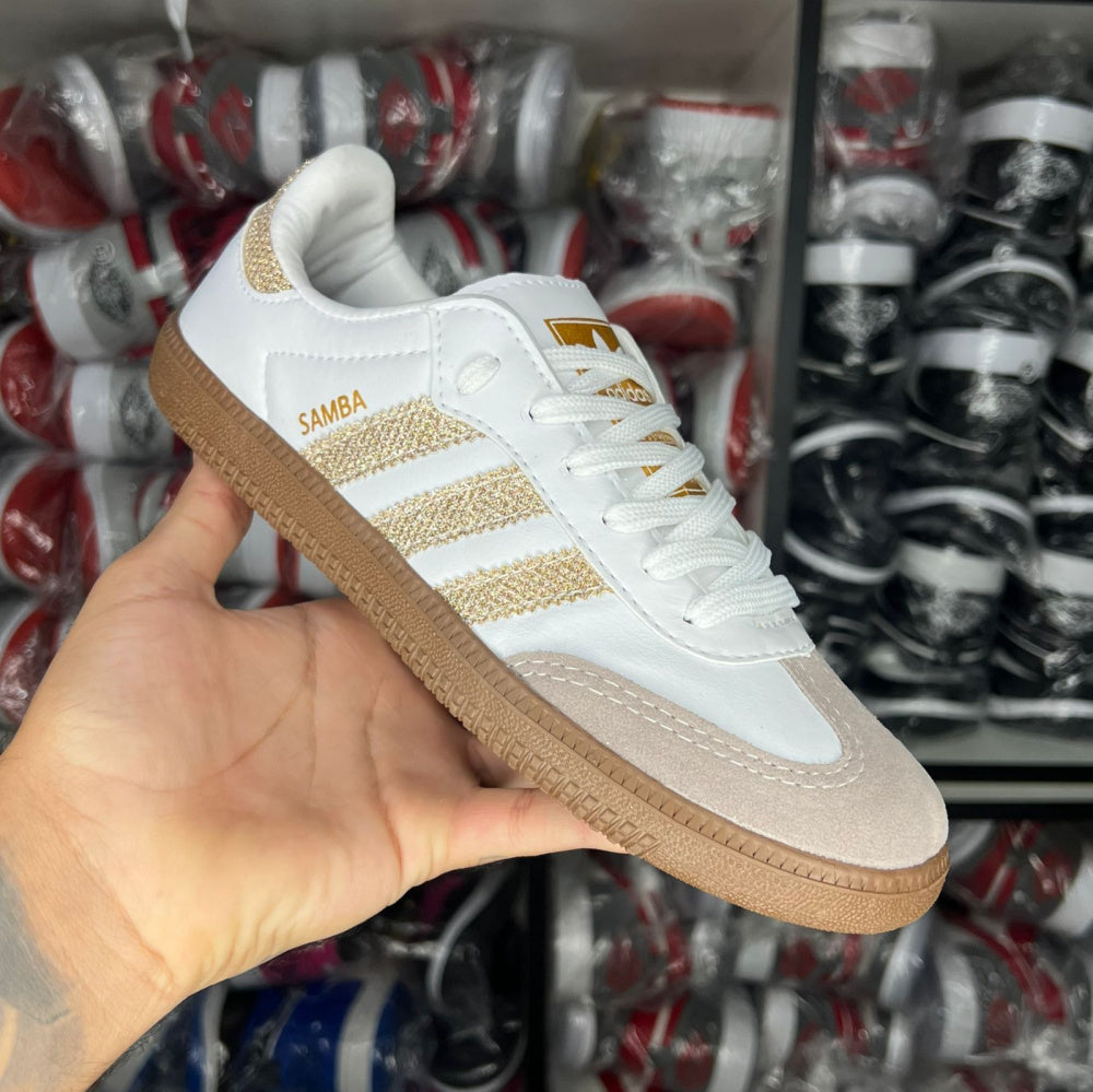 Tênis Feminino Samba Brilho Ouro
